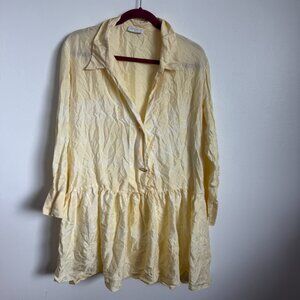 Sandro Paris Scarlett dress in pale yellow 100% silk size 40